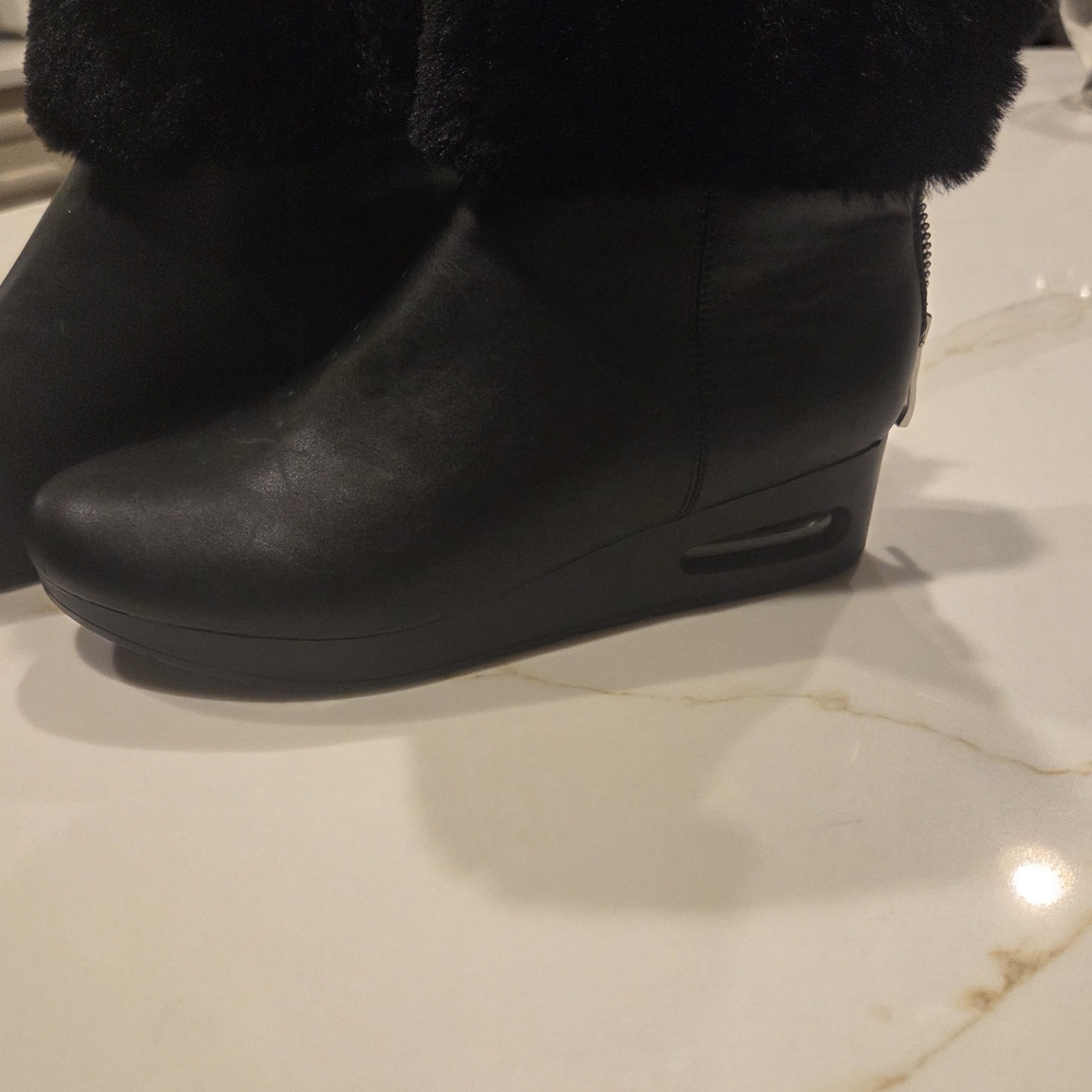 DKNy Black Fur-Trimmed Ankle Boots - Picture 2 of 4